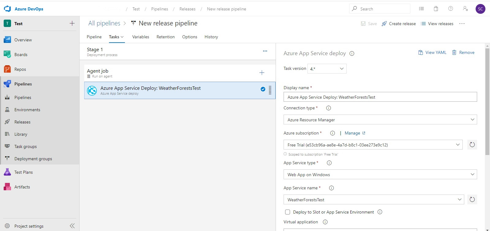 Azure Devops CI/CD screenshot